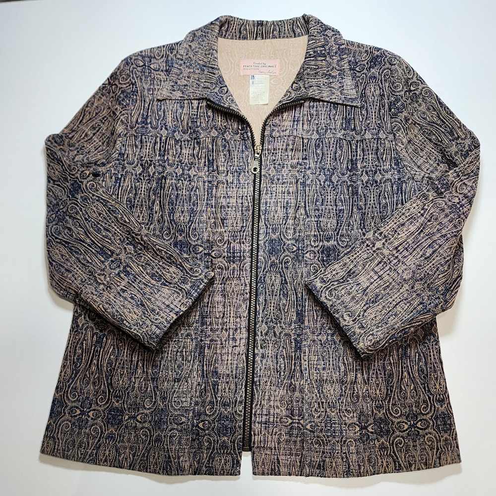 PEACH TREE ORIGINALS Blazer Womens Small Embroidered Made In Canada‎ Navy Denim